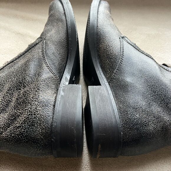 J. Crew Distressed Crackle Dark Brown Leather Lace Up Ankle Boot Women’s 7.5 - Picture 14 of 16